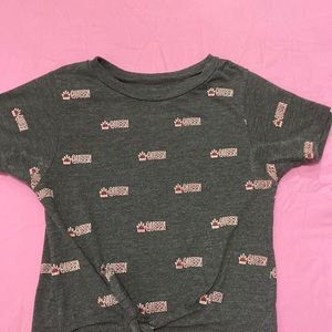 Gray and red kid’s shirt